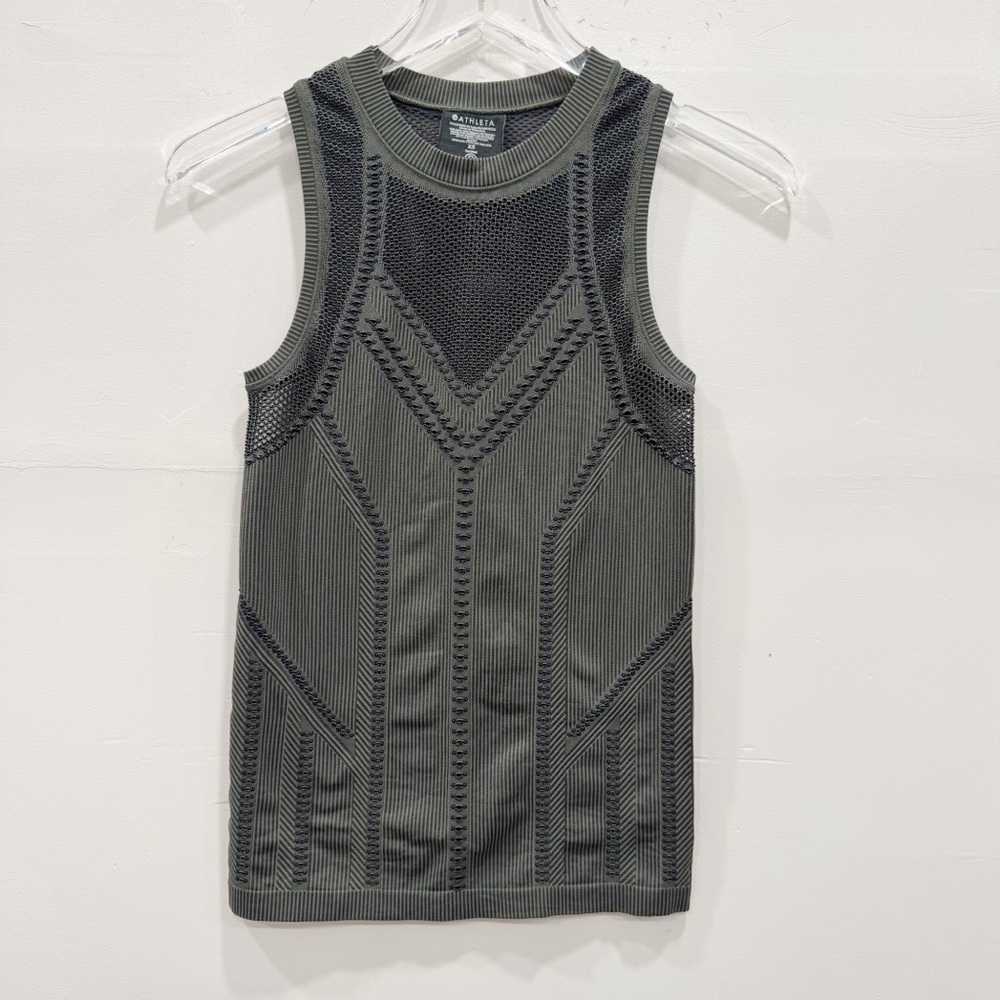 Athleta Oxygen Mesh Tank Top Green Athleisure X-Small